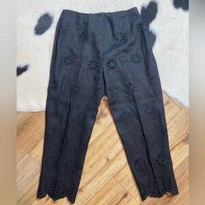 Muse Linen eyelet black trousers